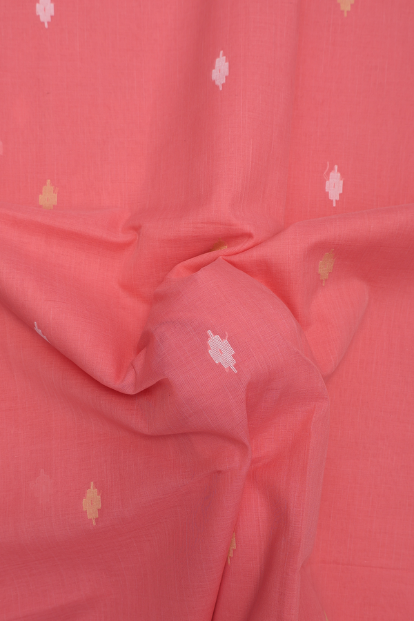 Bengal Cotton Saree In Pink With Threadwork Buttas