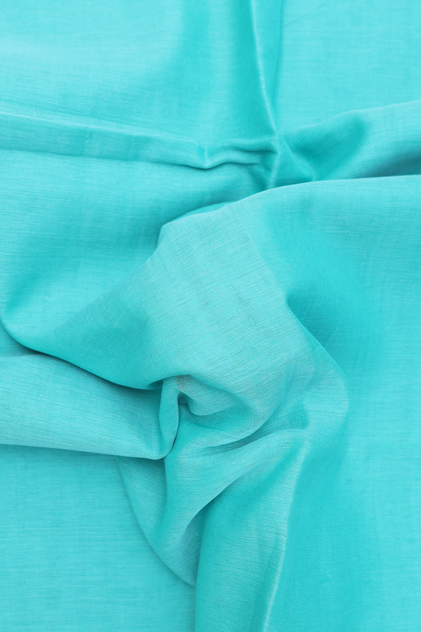 Bengal Cotton Saree In Plain Blue With Threadwork Border