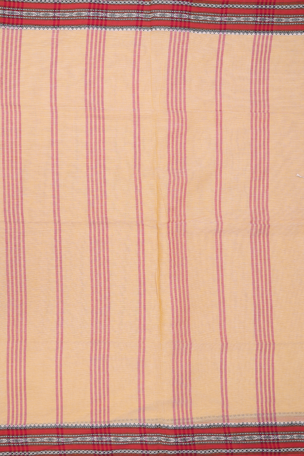 Bengal Cotton Saree In Plain Brown With Threadwork Border