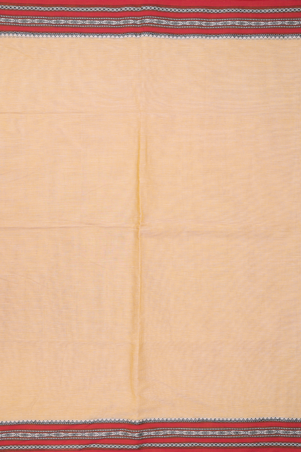 Bengal Cotton Saree In Plain Brown With Threadwork Border