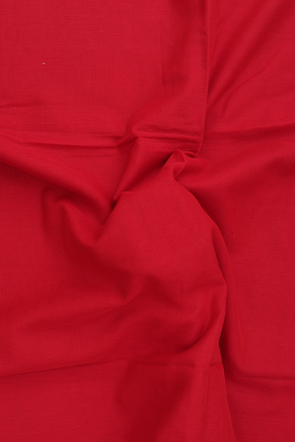 Bengal Cotton Saree In Plain Chilli Red With Contrast Border