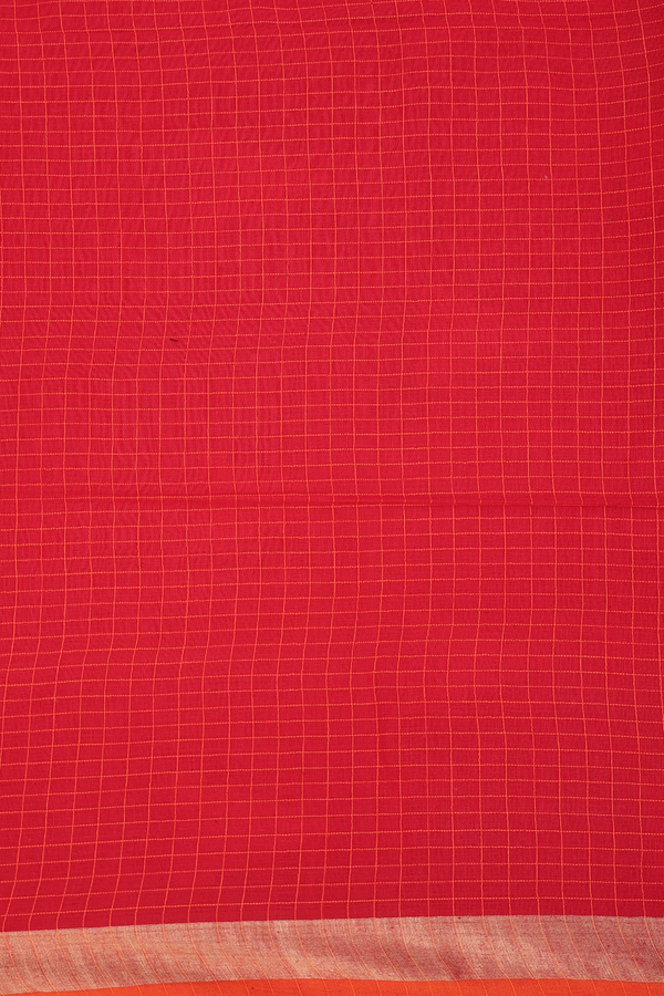 Bengal Cotton Saree In Red With Half And Half Design