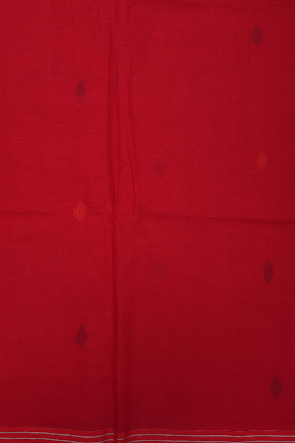 Bengal Cotton Saree In Red With Threadwork Buttas