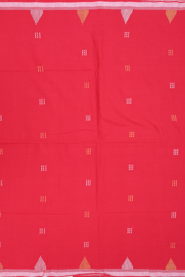 Bengal Cotton Saree In Red With Threadwork Buttas