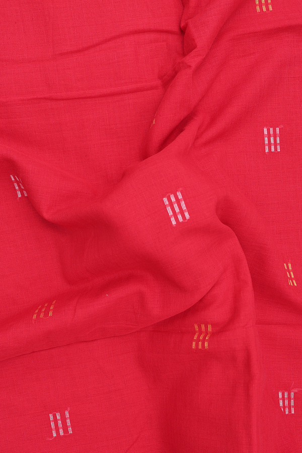 Bengal Cotton Saree In Red With Threadwork Buttas