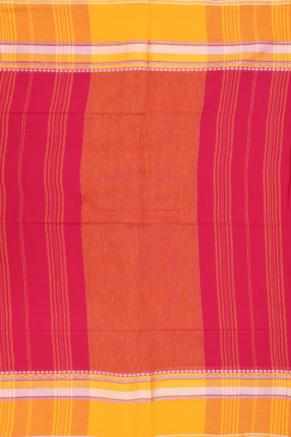Bengal Cotton Saree In Rose Red With Contrast Border