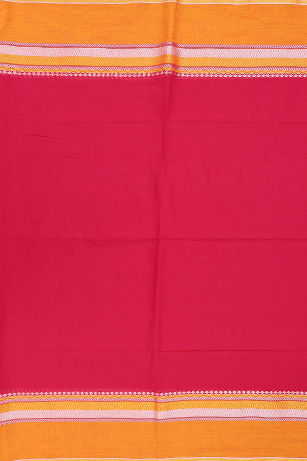 Bengal Cotton Saree In Rose Red With Contrast Border
