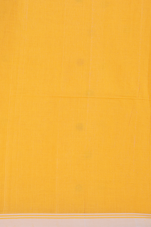 Bengal Cotton Saree In Royal Orange With Threadwork Buttas