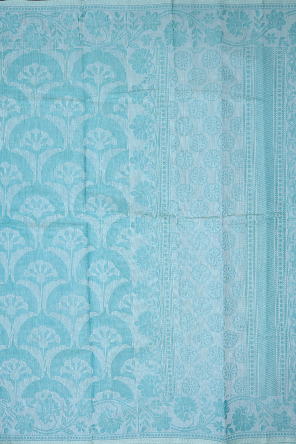 Bengal Cotton Saree In Turkish Blue With Allover Design