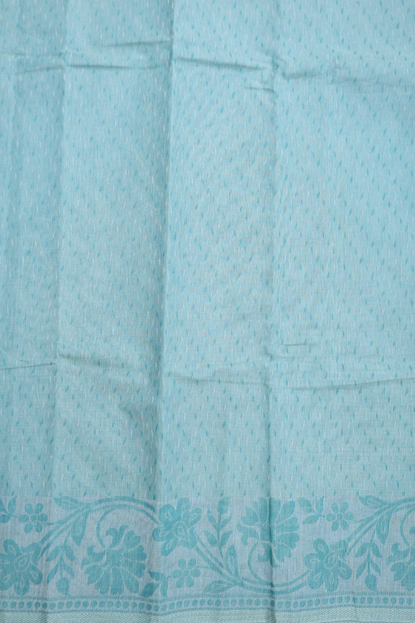 Bengal Cotton Saree In Turkish Blue With Allover Design