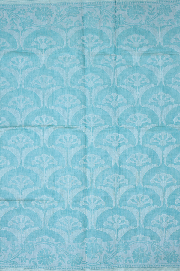 Bengal Cotton Saree In Turkish Blue With Allover Design