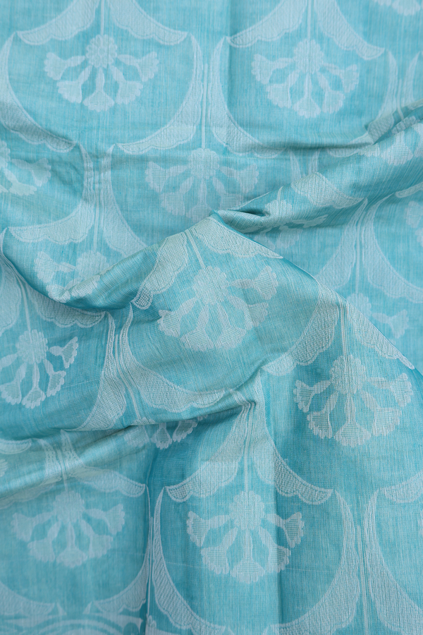 Bengal Cotton Saree In Turkish Blue With Allover Design