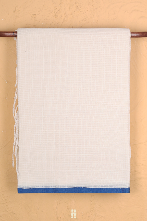 Bengal Cotton Saree In White With Checks Design