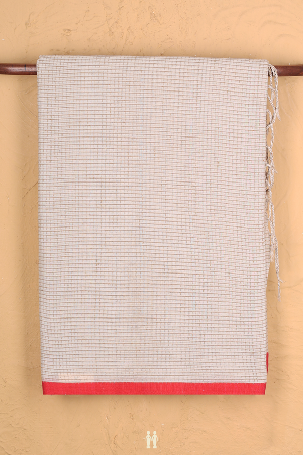 Bengal Cotton Saree In White With Threadwork Design