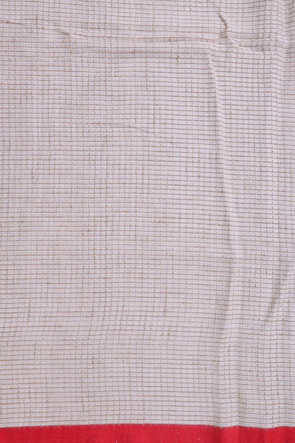 Bengal Cotton Saree In White With Threadwork Design