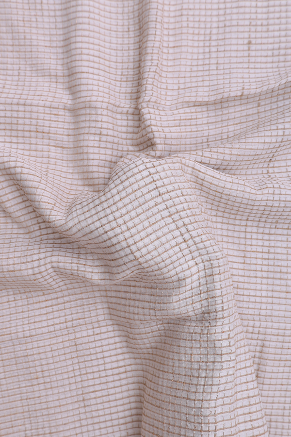 Bengal Cotton Saree In White With Threadwork Design