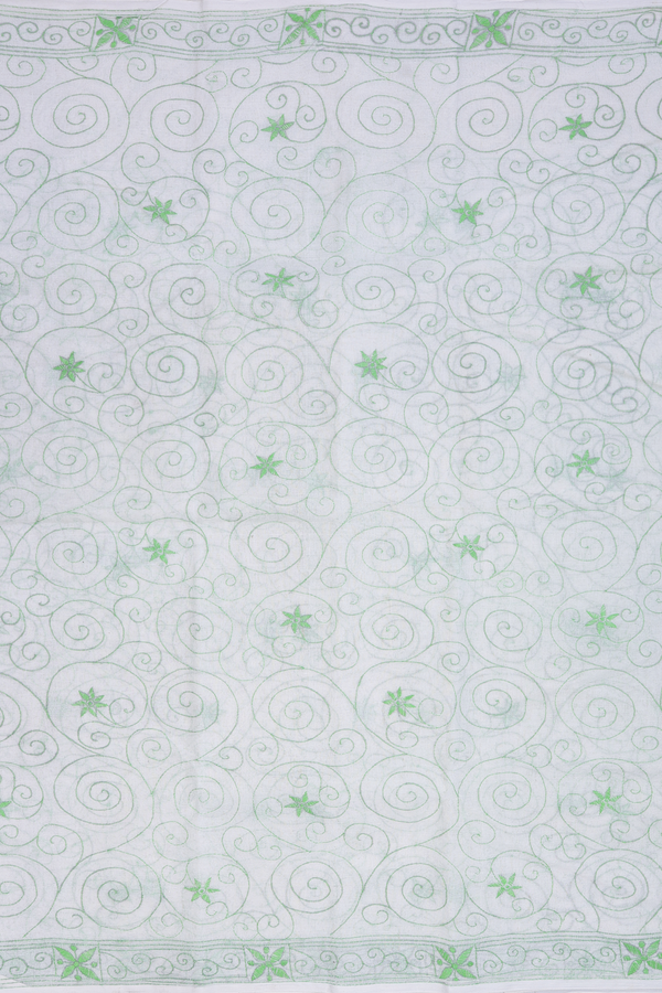 Bengal Cotton Saree In White With Chikankari Design