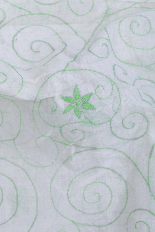 Bengal Cotton Saree In White With Chikankari Design