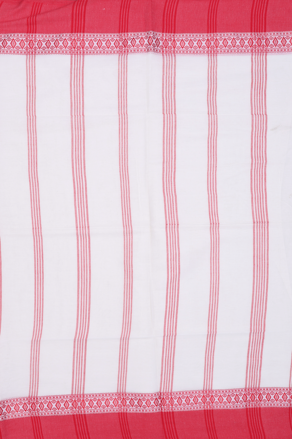 Bengal Cotton Saree In White With Contrast Border