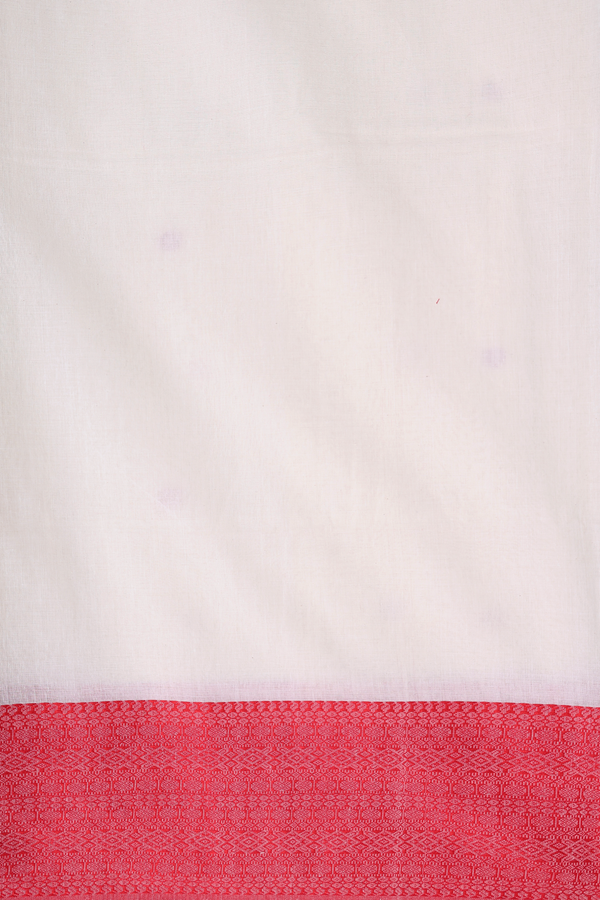 Bengal Cotton Saree In White With Floral Buttas