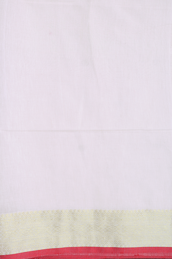 Bengal Cotton Saree In White With Floral Buttas