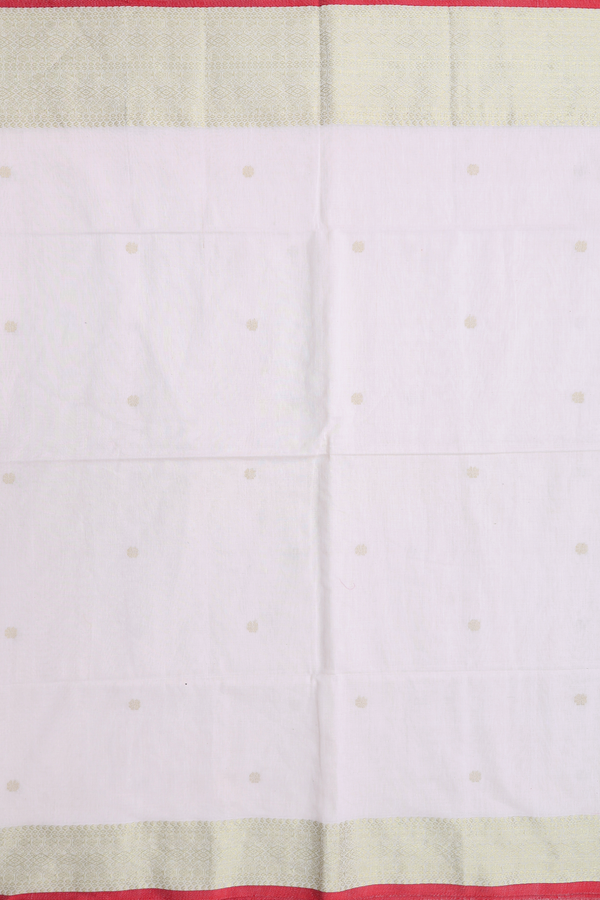 Bengal Cotton Saree In White With Floral Buttas