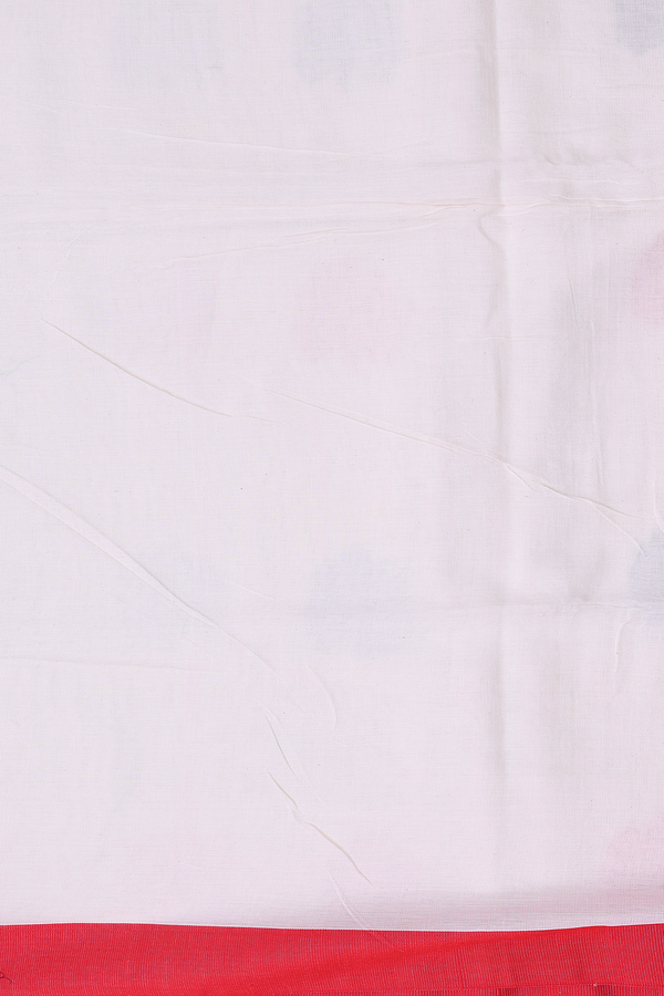 Bengal Cotton Saree In White With Leaf Motifs