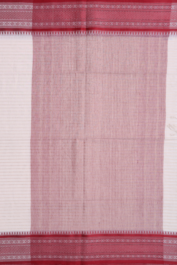 Bengal Cotton Saree In White With Stripes Design