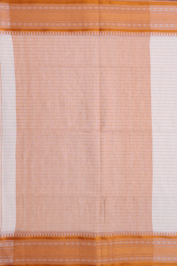 Bengal Cotton Saree In White With Stripes Design