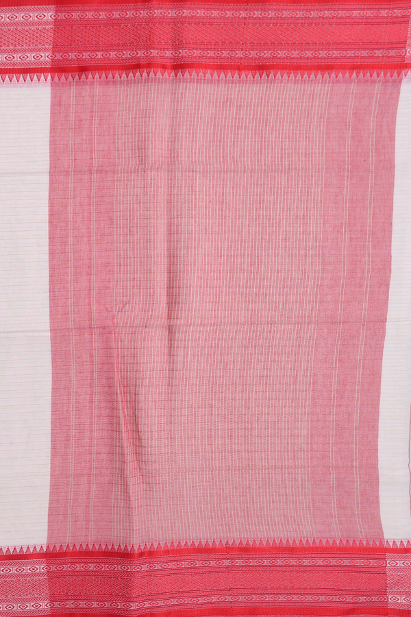 Bengal Cotton Saree In White With Stripes Design