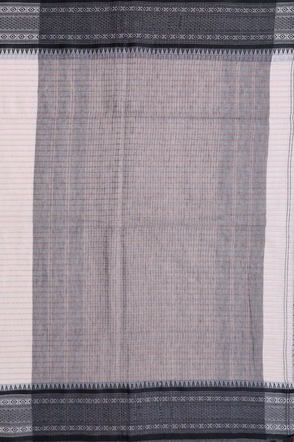 Bengal Cotton Saree In White With Stripes Design