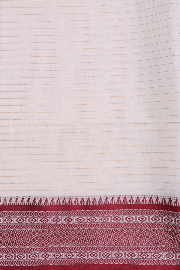 Bengal Cotton Saree In White With Stripes Design