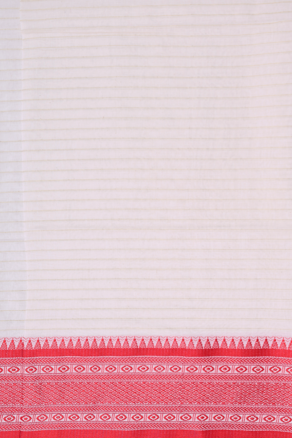 Bengal Cotton Saree In White With Stripes Design