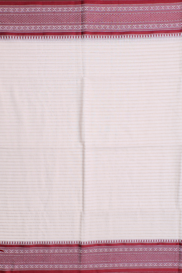 Bengal Cotton Saree In White With Stripes Design