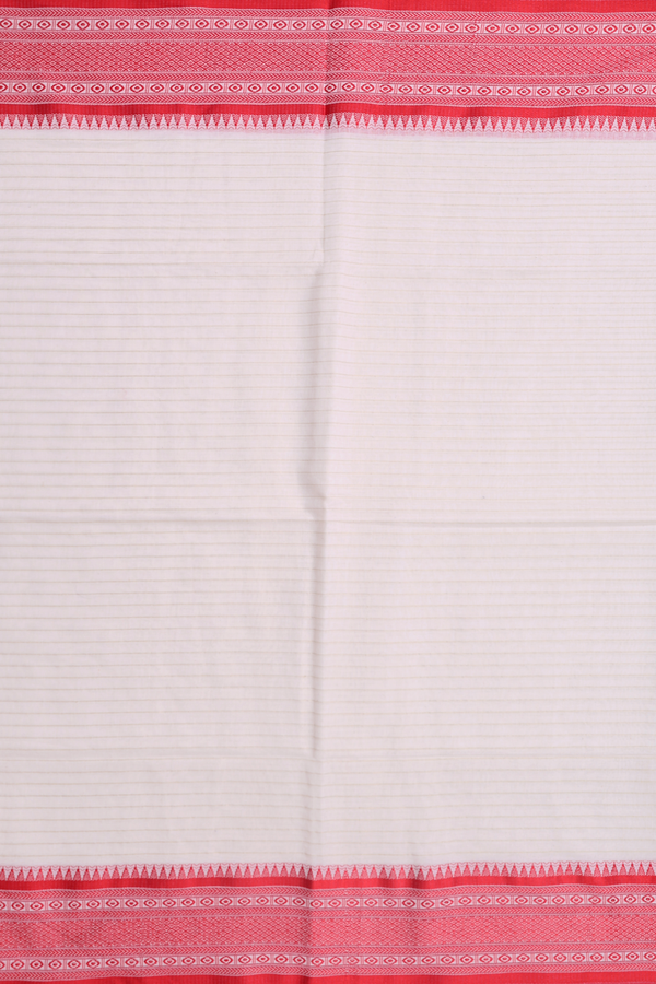 Bengal Cotton Saree In White With Stripes Design