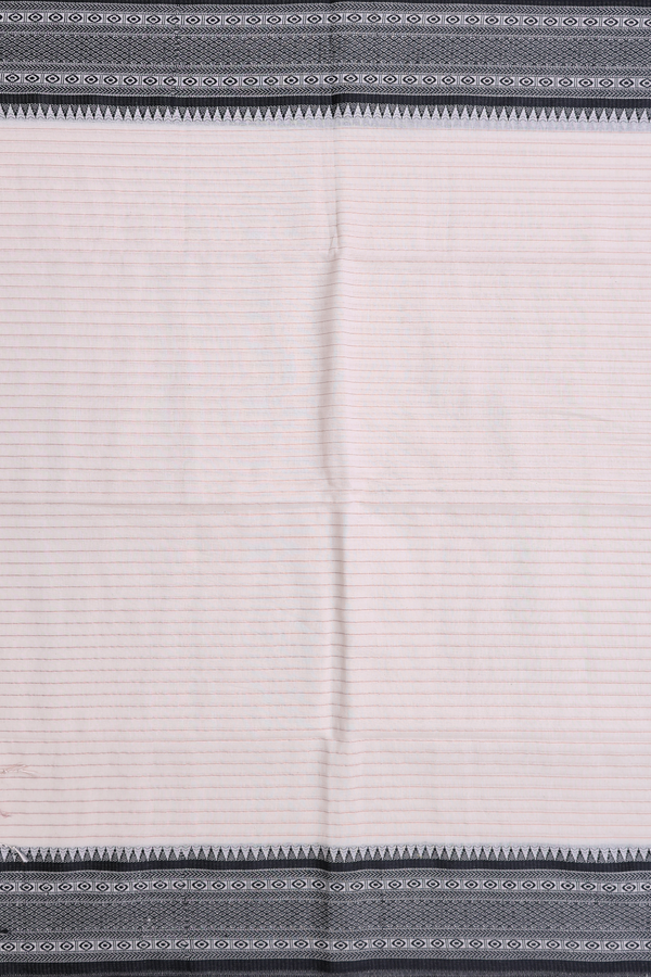 Bengal Cotton Saree In White With Stripes Design