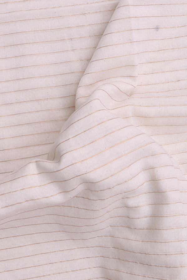 Bengal Cotton Saree In White With Stripes Design