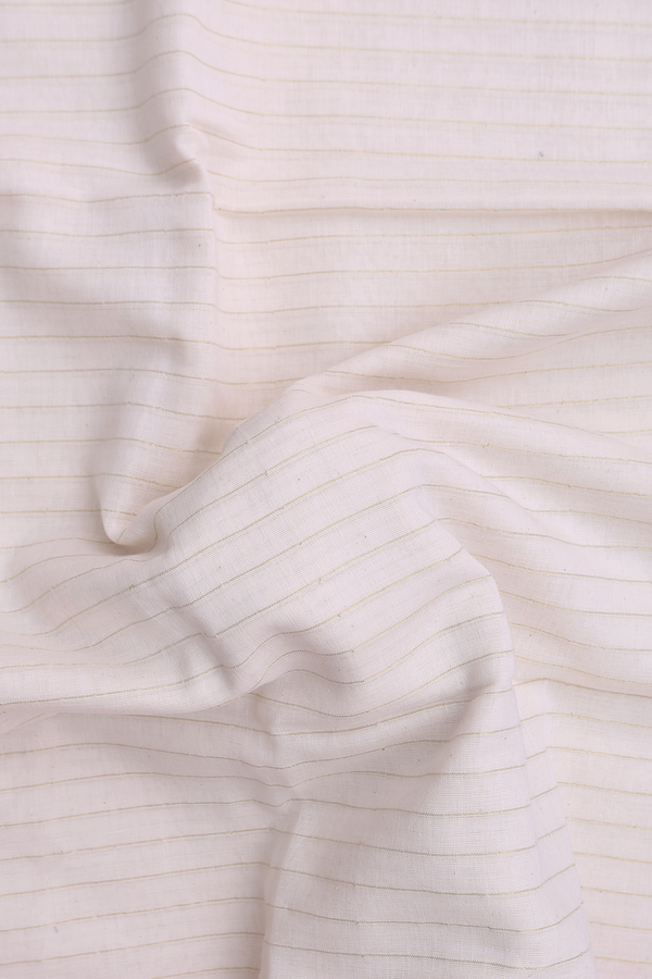 Bengal Cotton Saree In White With Stripes Design