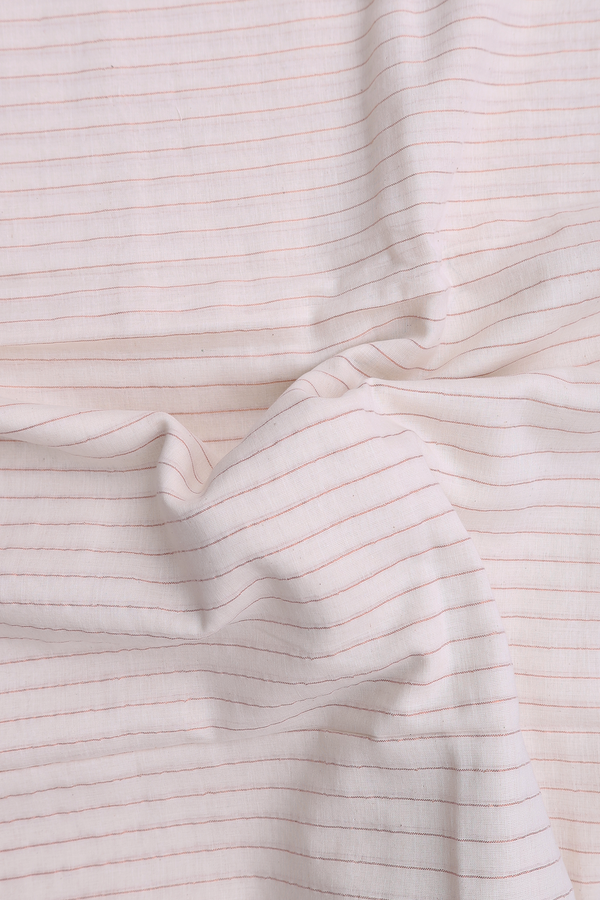 Bengal Cotton Saree In White With Stripes Design