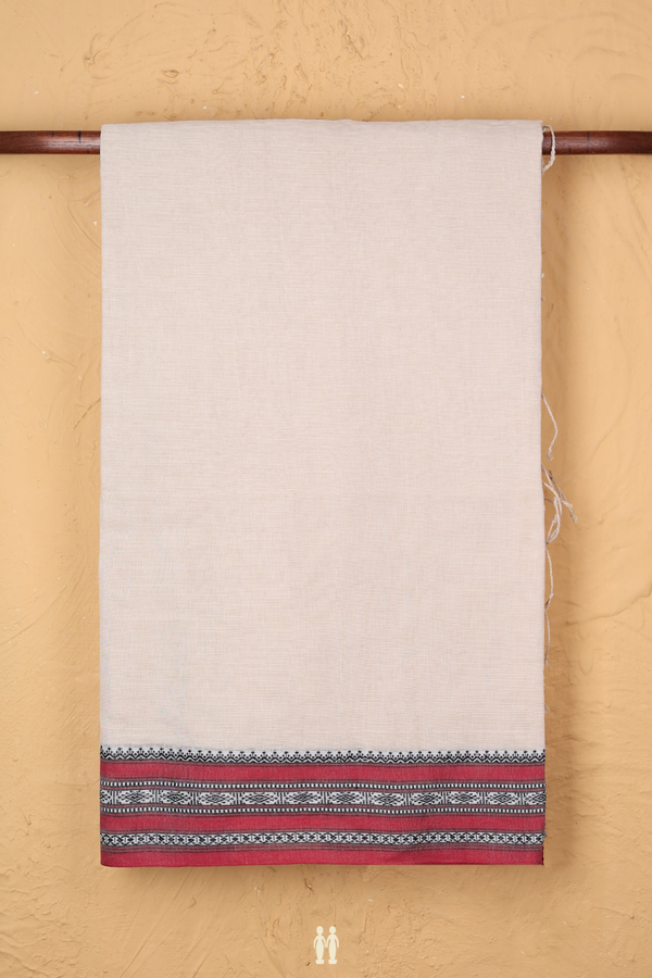 Bengal Cotton Saree In White With Threadwork Border