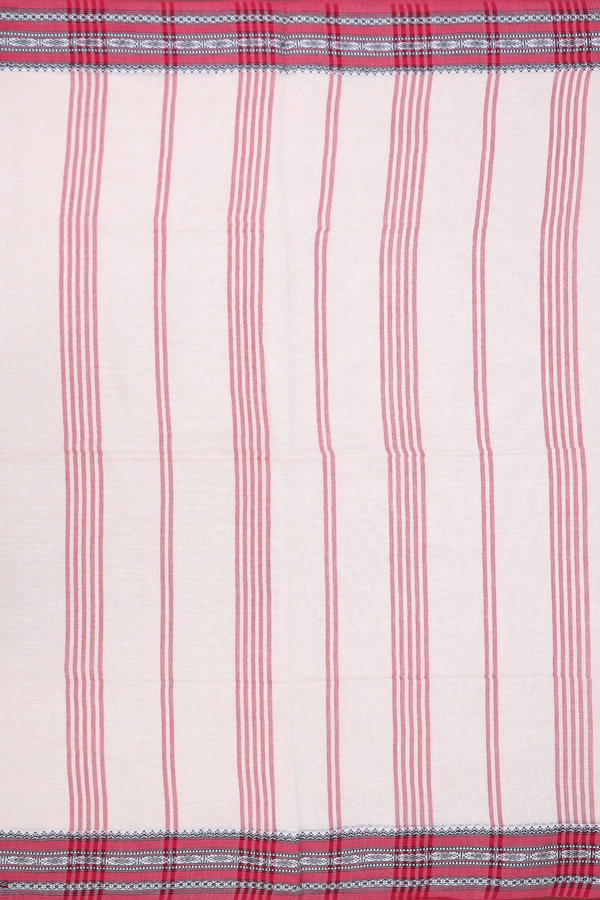 Bengal Cotton Saree In White With Threadwork Border