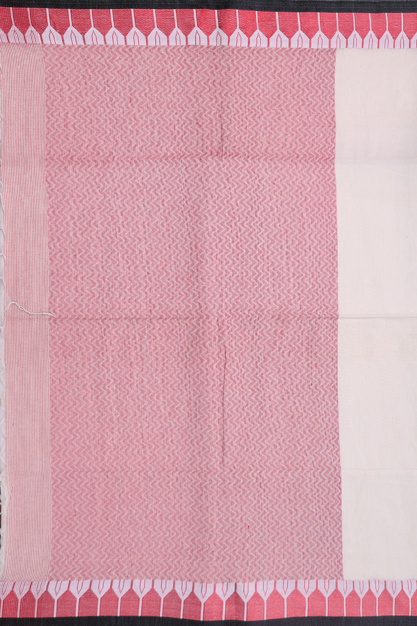 Bengal Cotton Saree In White With Threadwork Border