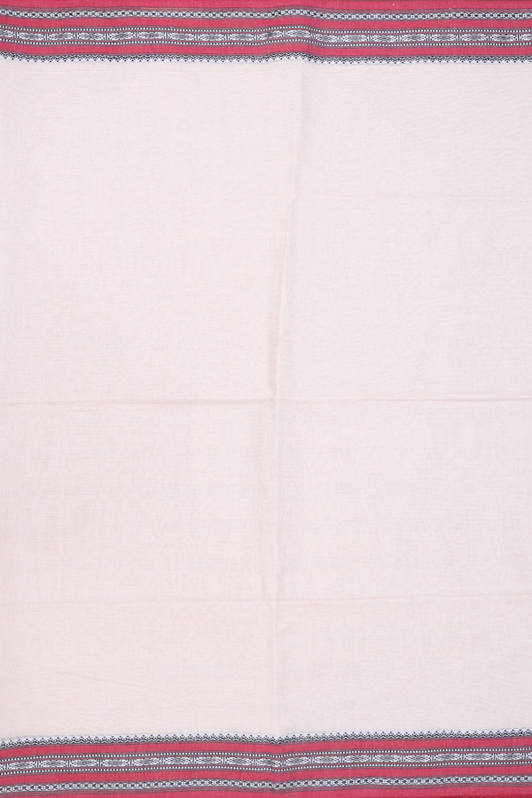 Bengal Cotton Saree In White With Threadwork Border