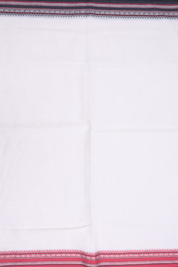 Bengal Cotton Saree In White With Threadwork Border