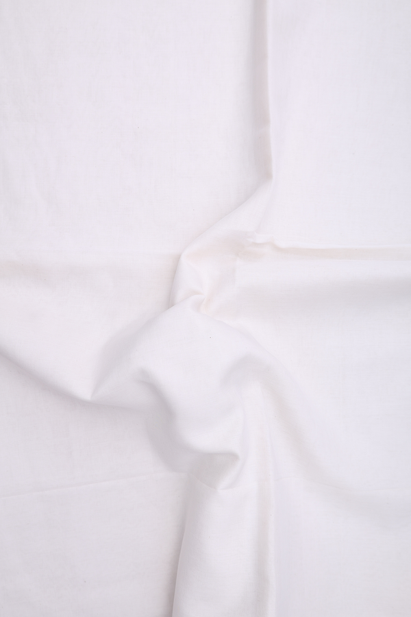 Bengal Cotton Saree In White With Threadwork Border