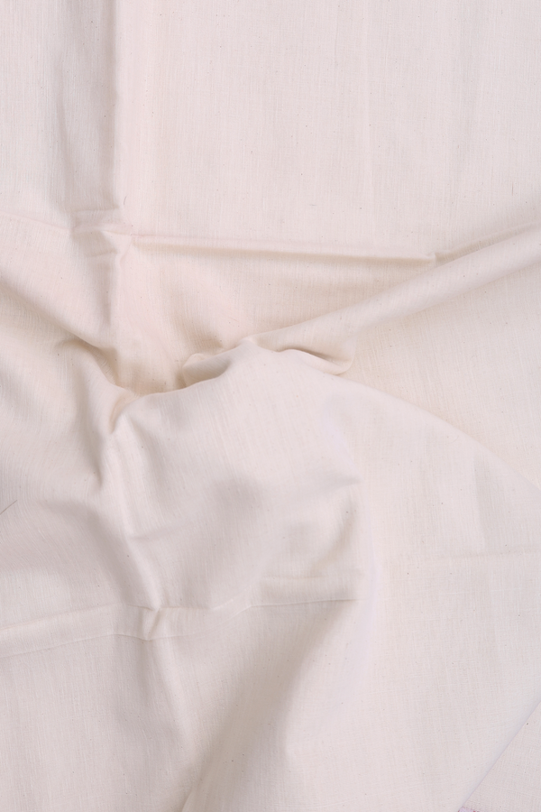 Bengal Cotton Saree In White With Threadwork Border