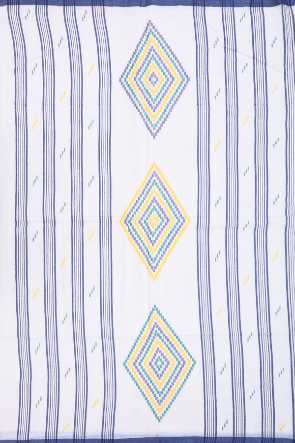 Bengal Cotton Saree In White With Threadwork Buttas