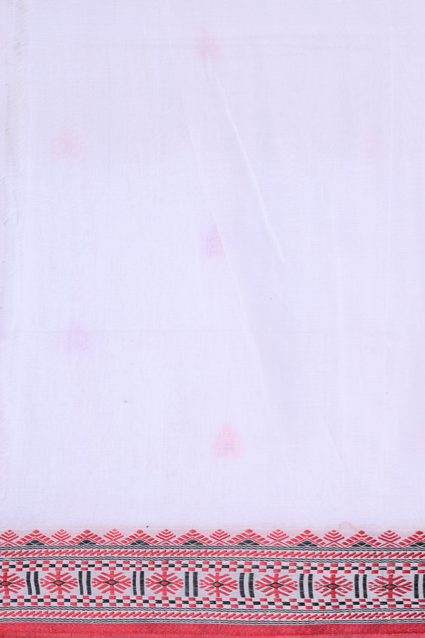 Bengal Cotton Saree In White With Threadwork Buttas
