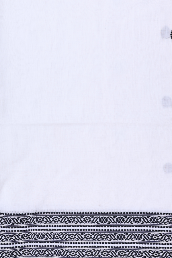 Bengal Cotton Saree In White With Threadwork Buttas