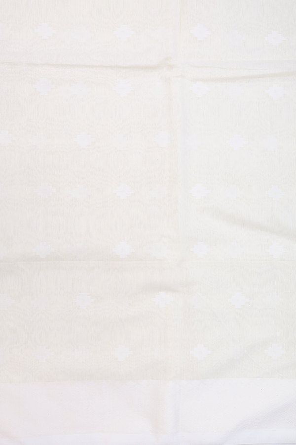 Bengal Cotton Saree In White With Threadwork Buttas